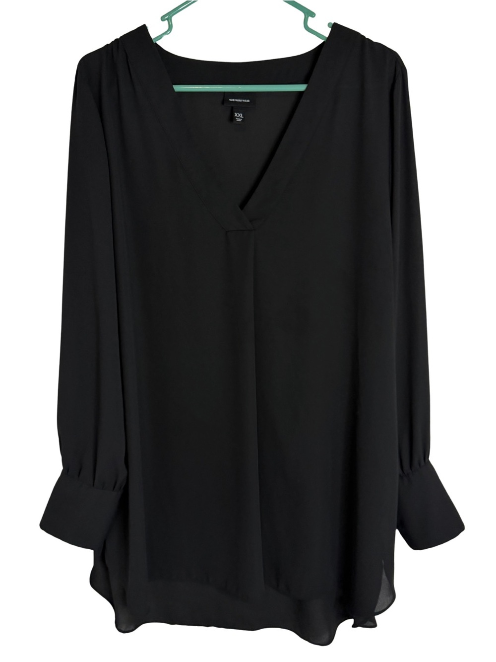 3/$20 Who What Wear Black V-Neck Long Sleeve Sheer Tunic Blouse